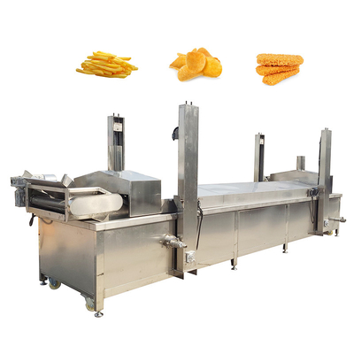 SUS304 Continu frituurmachine Steenkool Verwarming Snacks Fryer Machine