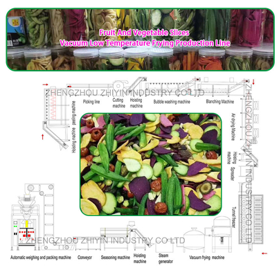 Industriële automatische laagtemperatuur voedingsvacuüm dehydratatie friteuse voor groenten en fruit schijven vacuüm friteuse maken lijn